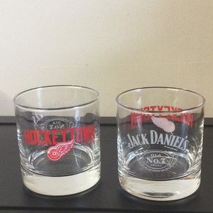 2 Jack Daniels Red Wings Glasses